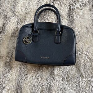 Michael Kors Dark Blue Pebbled Leather Satchel